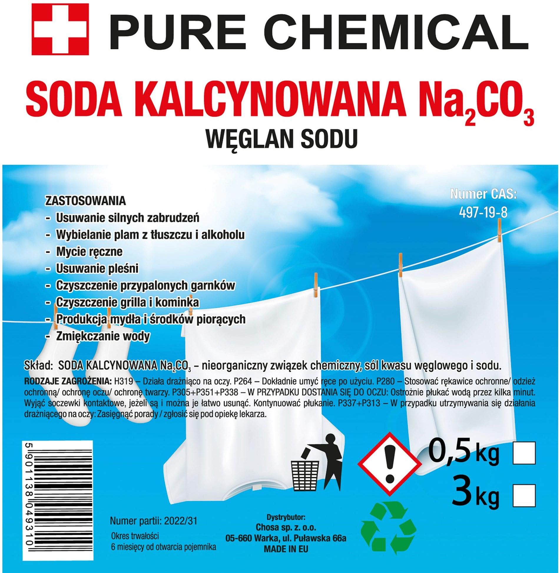 SODA KALCYNOWANA - Węglan Sodu Wiaderko 3kg PURECHEMICAL - Opinie I ...