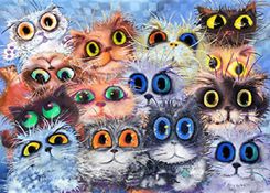 Zdjęcie Diamentowa mozaika koty kolor duże oczy NO-1007447 - Krzywiń