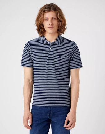 WRANGLER POLO SHIRT MĘSKA KOSZULKA W PASKI MID INDIGO W7BJDOX8E