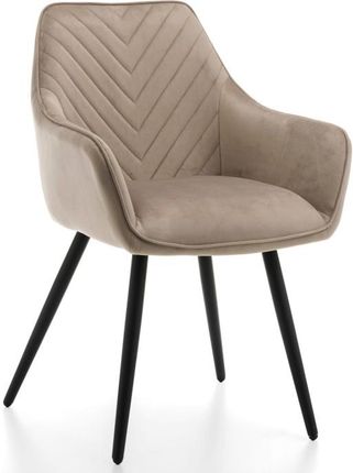 krzesło VASTO tapicerowane pikowane welurowe ciemnobeżowe