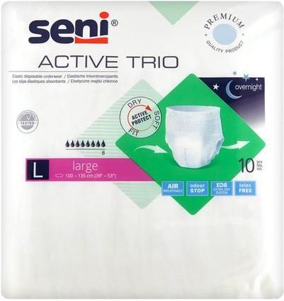 Seni Active Trio, elastyczne majtki chłonne, rozmiar L, 10 szt.