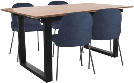 Zestaw: Stół rozkładany Grand + 4 krzesła do jadalni Bella Black