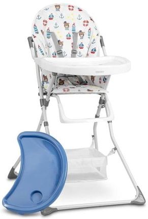 Krzesełko do karmienia składane Eldo biało-niebieskie