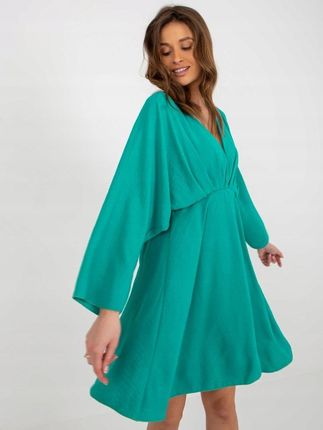Sukienka Zayna turkusowa z szerokim rękawem