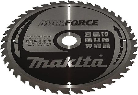 Makita B-32378 piła tarczowa do cięcia drewna 270x30 mm 40 zębów T.C.T. Makforce