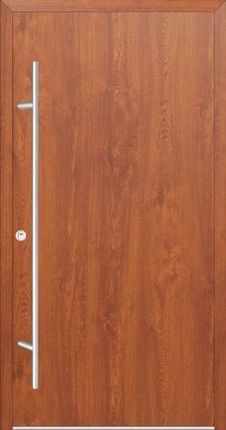 Drzwi zewnętrzne THERMO S68 wzór 01 1100x2100 mm złoty dąb z pochwytem