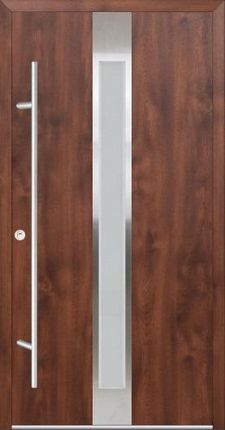 Drzwi zewnętrzne THERMO S68 wzór 02 1100x2100 mm orzech z pochwytem
