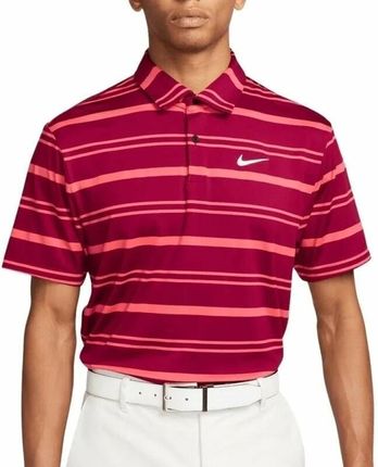 Nike Dri-Fit Tour Mens Polo Shirt Stripe Noble Red/Ember Glow/White XL