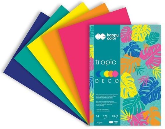 Zdjęcie Blok A4 20K Deco Tropic 5 Kolorów Happy Color - Kostrzyn