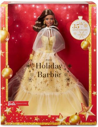 Barbie Signature świąteczna z ciemnobrązowymi włosami HJX05