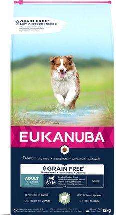 Eukanuba Grain Free Jagnięcina dla dorosłych psów małych i średnich ras 12kg