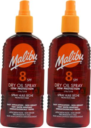 Malibu Dry Oil Spray SPF8 Olejek Brązujący Do Opalania 200ml x2szt
