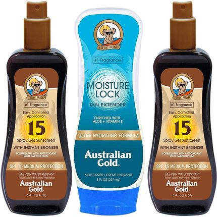 Australian Gold Moisture Lock + 2szt. Australian Gold SPF15