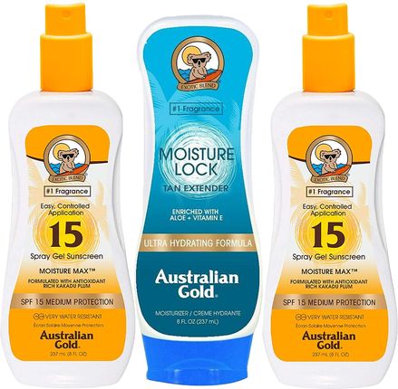 Australian Gold Moisture Lock + 2szt. Australian Gold Spray SPF15