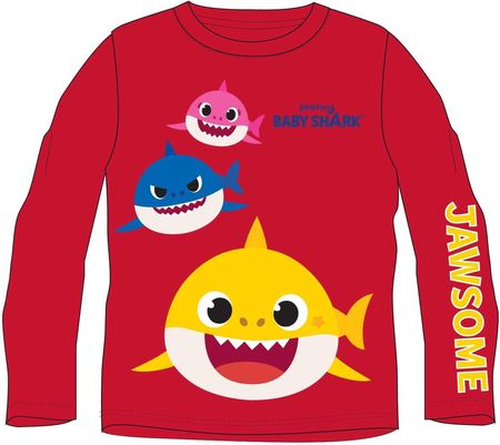 Bluzka dziecięca kolorowe rekiny Baby Shark Czerwona