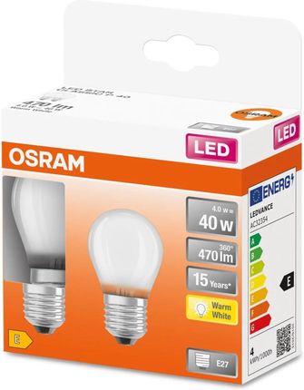 Osram Żarówka Led E27 4W Base Classic 2 Szt. Matowa Barwa Ciepła