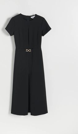 Reserved - Sukienka z ozdobnym paskiem - Czarny