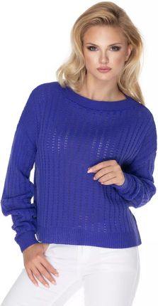 Ażurowy sweter damski z miękkiej przędzy (Chabrowy, Uniwersalny)