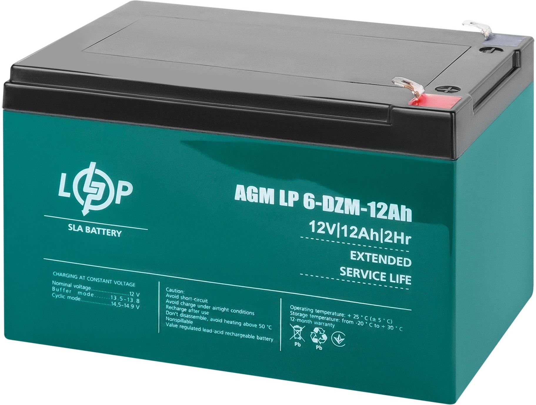 Batteria al piombo ermetica uso ciclico 12V 12Ah 6-DZM-12
