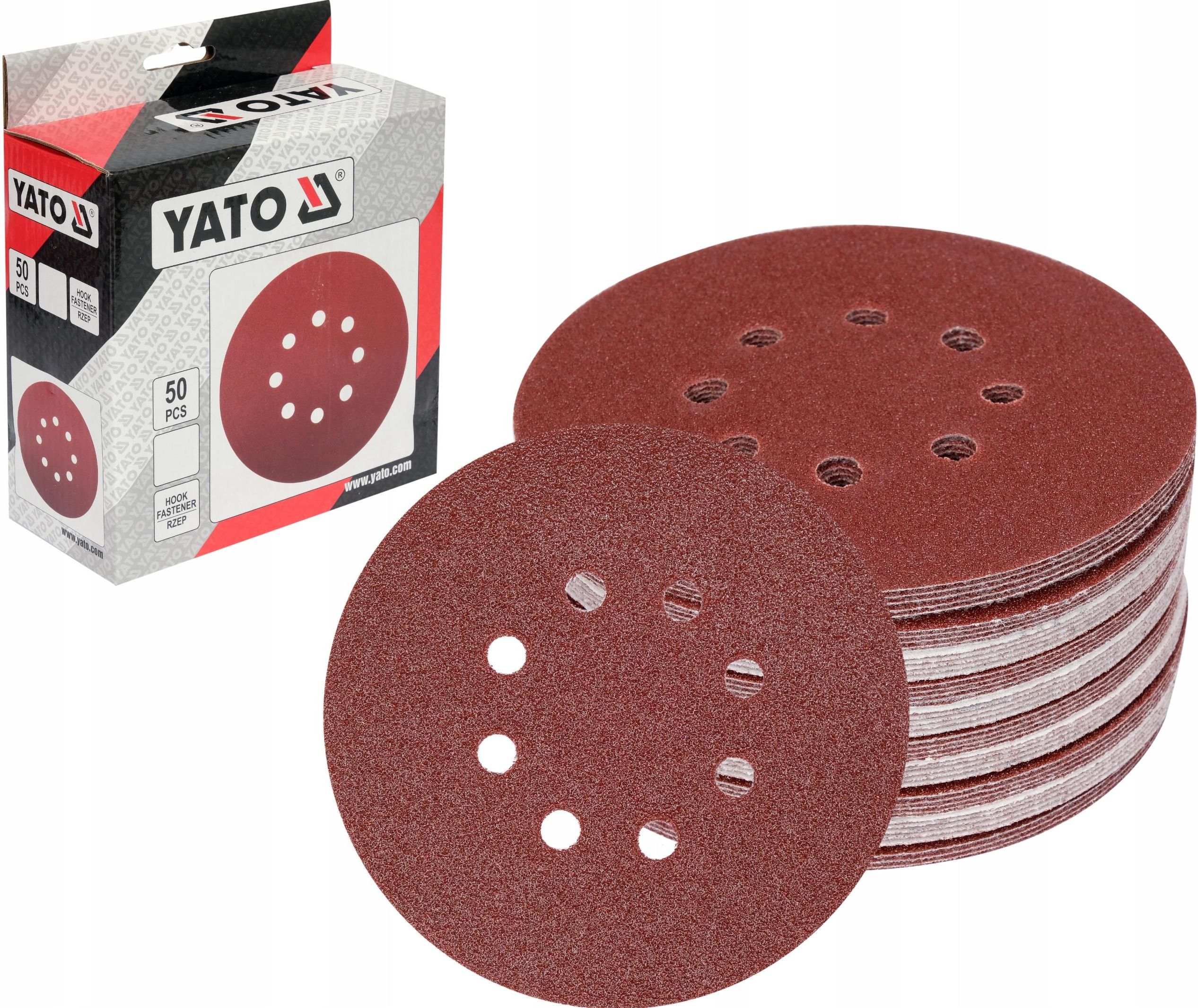 Yato Krążki Na Rzep 150Mm Papier Ścierny 8 Ot P60 50Sz