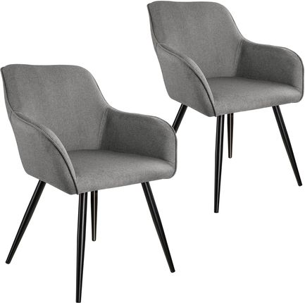 Tectake 2X Krzesło Marilyn W Optyce Lnu Jasnoszary Czarny 404090