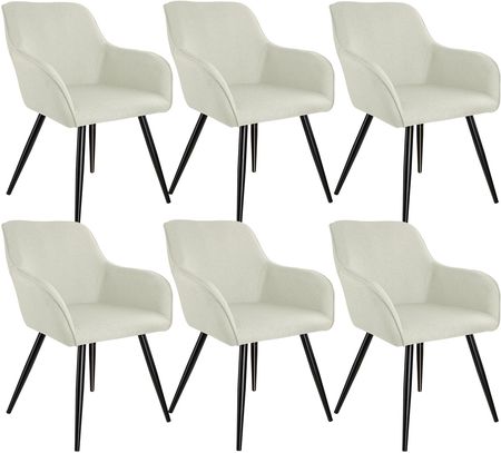 Tectake 6X Krzesło Marilyn W Optyce Lnu Kremowy Czarny 404676
