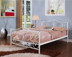 Meblowelove Nowoczesne Metalowe Łóżko Ze Stelażem 160X200 Białe Z Kryształami 1133