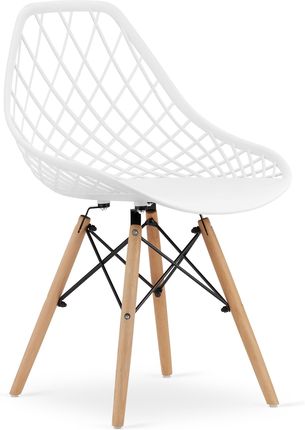 Zolta Nowoczesne Ażurowe Krzesło Białe Z Drewnianymi Nogami 209180252