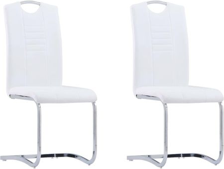 Vidaxl Krzesła Stołowe Wspornikowe 2 Szt. Białe Sztuczna Skóra 131782