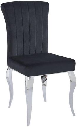 Aropos1 Stylowe Krzesło Z Weluru Na Srebrnych Nogach Venlo Czarne 19288