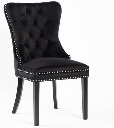 Aropos1 Eleganckie Welurowe Krzesło Z Ćwiekami Hugo Czarne 19290