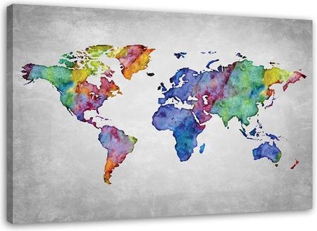 Feeby Obraz Na Płótnie Kolorowa Mapa Świata 60X40 828355