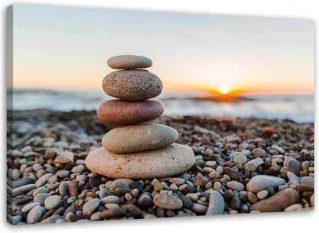 Feeby Obraz Na Płótnie Kamienie Zen Na Plaży 90X60 828600