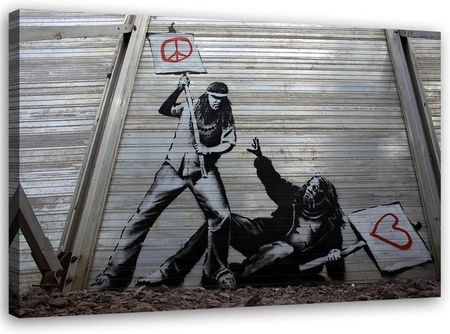 Feeby Obraz Na Płótnie Banksy Walka Pokoju Z Miłością 120X80 828673