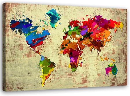 Feeby Obraz Na Płótnie Mapa Świata W Kolorze 60X40 829055