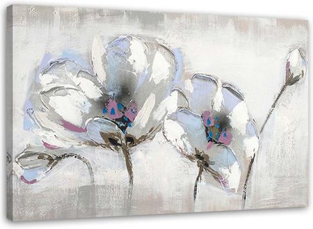 Feeby Obraz Malowane Kwiaty W Bieli 60X40 829539