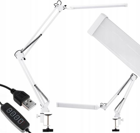 Lumiled Lampka Biurkowa Kreślarska Stołowa Led 12W Cct Usb Ściemnialna Cosmi Biała Z Uchwytem (735517Ściemnialnausb)