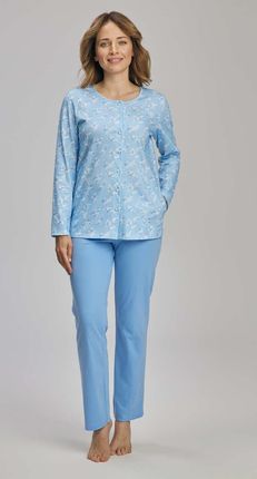 Piżama damska,rozpinana,rekaw długi,spodnie  (40 Jasny Błękit, L/42)