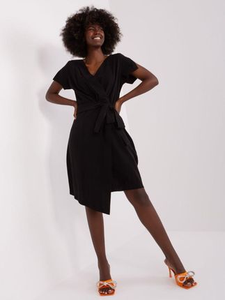 Sukienka kopertowa z wiązaniem czarna L/XL