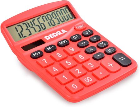 Dedra Kalkulator Solarny Z Dużym Wyświetlaczem Czerwony (DA69531)