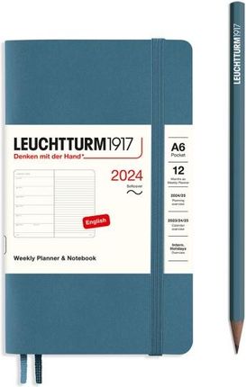 Leuchtturm1917 Planer Tygodniowy Z Notatnikiem W Miękkiej Oprawie Pocket (A6) 2024, Stone Blue