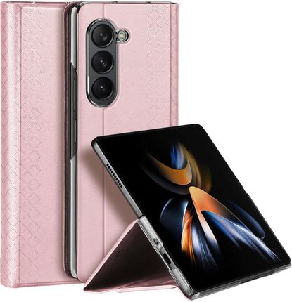 Dux Ducis Skórzane Etui Z Klapką I Portfelem Do Samsung Galaxy Fold5 5G Bril Różowe