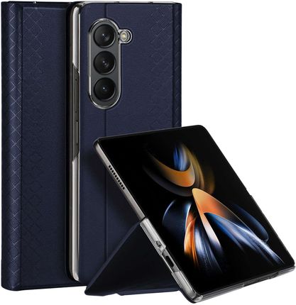 Dux Ducis Skórzane Etui Z Klapką I Portfelem Do Samsung Galaxy Fold5 5G Bril Niebieskie