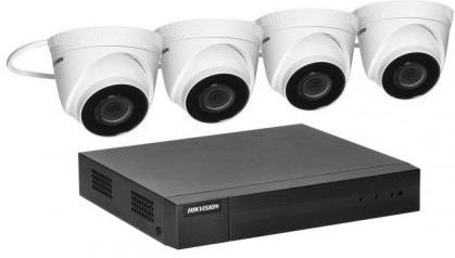 Hikvision Ipkit-T4-4Ch Zestaw Monitoringu Z 4 Kopułkowymi Kamerami Ip-Cam-T240H Oraz 4-Kanałowym Rejestratorem Nvr-4Ch, Rozdzielczość 4Mpx, Zasilanie 