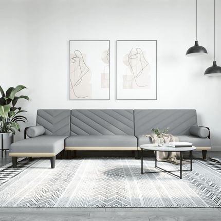 Sofa Rozkładana L Jasnoszara 260X140X70 Cm Tkanina
