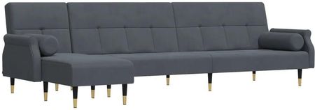 Sofa Rozkładana L Ciemnoszara 271X140X70 Cm Aksamit