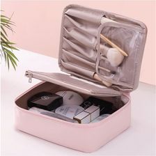 Kosmetyczka rozkładana elegancka kuferek etui pudrowy róż KS87