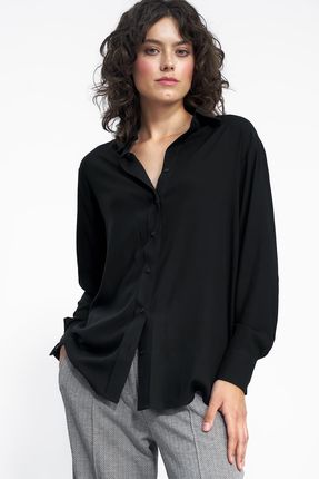 Czarna wiskozowa koszula - K73 (kolor czarny, rozmiar 36)