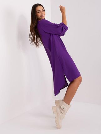 Sukienka koszulowa oversize asymetryczna fioletowa