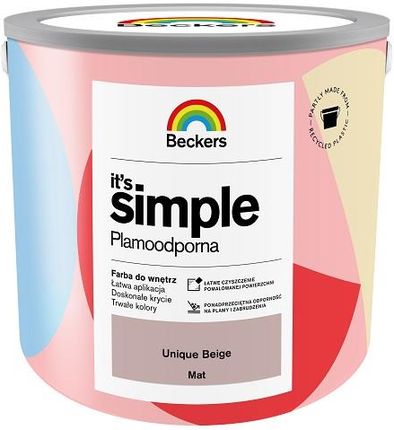 BECKERS IT'S SIMPLE UNIQUE BEIGE 2,5L plamoodporna beżowa farba do ścian i sufitów